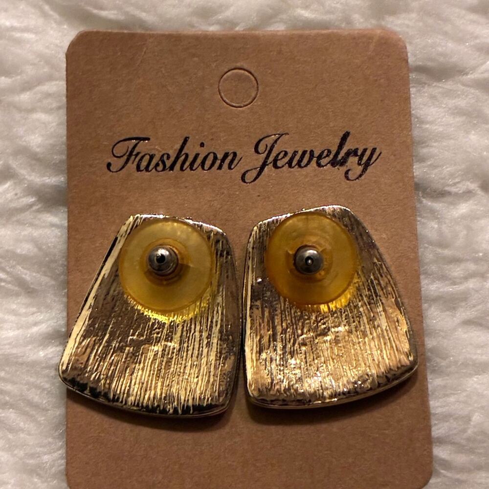 Enamel swirl statement gold tone earrings - studs - Picture 3 of 3